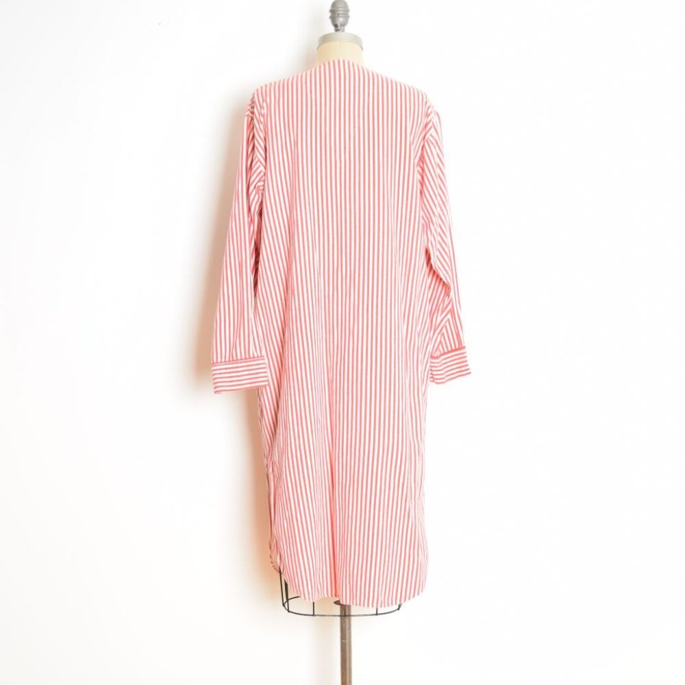 vintage 80s nightgown dress red striped flannel COCA COLA print long maxi - Picture 7 of 9